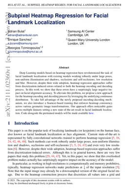 Subpixel Heatmap Regression for Facial Landmark Localization