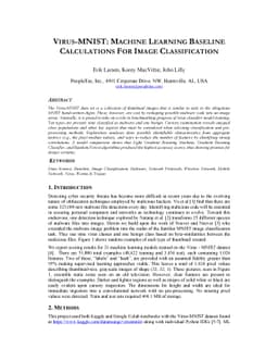 Virus-MNIST: Machine Learning Baseline Calculations for Image
  Classification