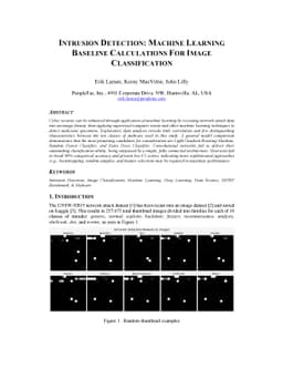 Intrusion Detection: Machine Learning Baseline Calculations for Image
  Classification