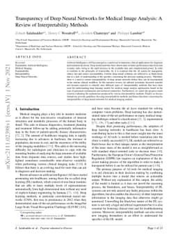 Transparency of Deep Neural Networks for Medical Image Analysis: A
  Review of Interpretability Methods