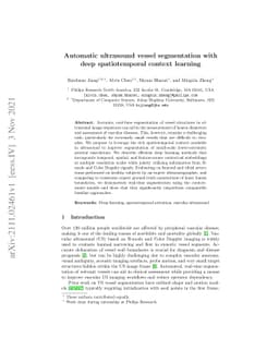 Automatic ultrasound vessel segmentation with deep spatiotemporal
  context learning