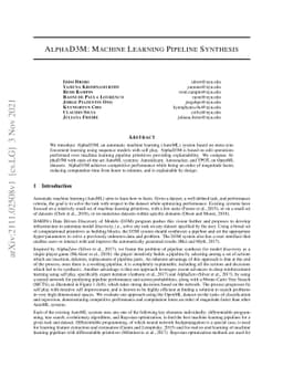 AlphaD3M: Machine Learning Pipeline Synthesis