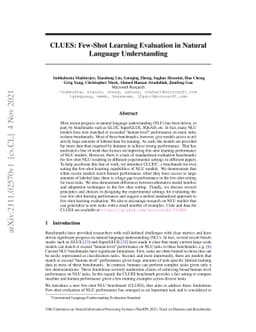 CLUES: Few-Shot Learning Evaluation in Natural Language Understanding