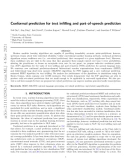 Conformal prediction for text infilling and part-of-speech prediction