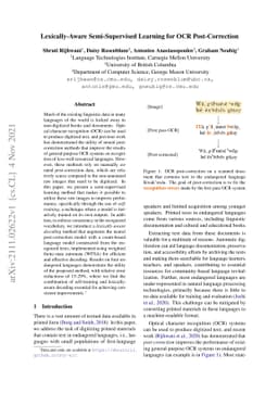 Lexically Aware Semi-Supervised Learning for OCR Post-Correction