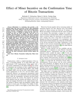 Effect of Miner Incentive on the Confirmation Time of Bitcoin
  Transactions