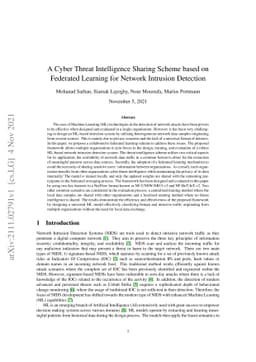 A Cyber Threat Intelligence Sharing Scheme based on Federated Learning
  for Network Intrusion Detection