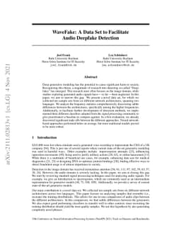 WaveFake: A Data Set to Facilitate Audio Deepfake Detection