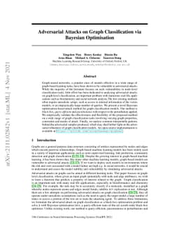 Adversarial Attacks on Graph Classification via Bayesian Optimisation