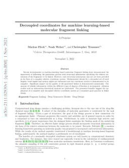 Decoupled coordinates for machine learning-based molecular fragment
  linking