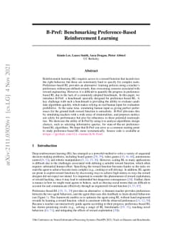 B-Pref: Benchmarking Preference-Based Reinforcement Learning