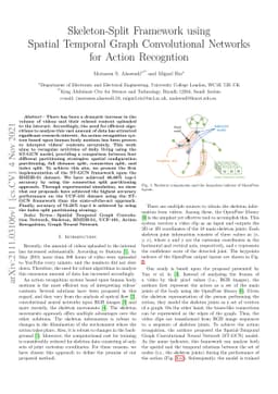 Skeleton-Split Framework using Spatial Temporal Graph Convolutional
  Networks for Action Recogntion