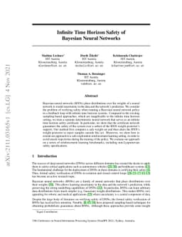 Infinite Time Horizon Safety of Bayesian Neural Networks