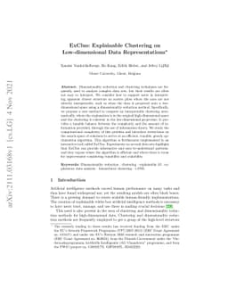 ExClus: Explainable Clustering on Low-dimensional Data Representations