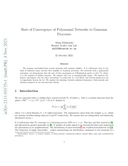 Rate of Convergence of Polynomial Networks to Gaussian Processes