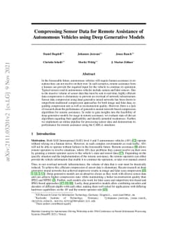 Compressing Sensor Data for Remote Assistance of Autonomous Vehicles
  using Deep Generative Models