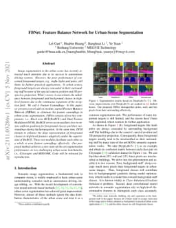 FBNet: Feature Balance Network for Urban-Scene Segmentation
