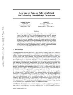 Learning on Random Balls is Sufficient for Estimating (Some) Graph
  Parameters