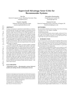 Supervised Advantage Actor-Critic for Recommender Systems