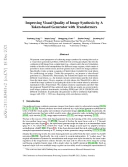 Improving Visual Quality of Image Synthesis by A Token-based Generator
  with Transformers