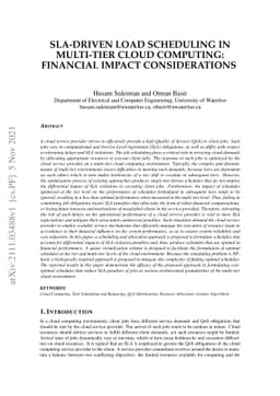 SLA-Driven Load Scheduling in Multi-Tier Cloud Computing: Financial
  Impact Considerations