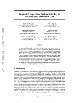 Automated Supervised Feature Selection for Differentiated Patterns of
  Care