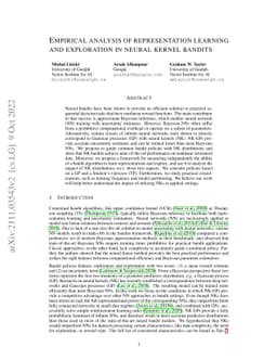 Empirical analysis of representation learning and exploration in neural
  kernel bandits