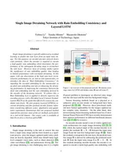 Single Image Deraining Network with Rain Embedding Consistency and
  Layered LSTM