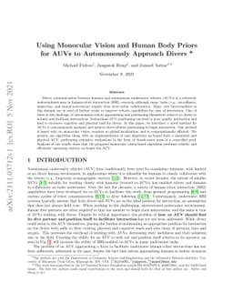 Using Monocular Vision and Human Body Priors for AUVs to Autonomously
  Approach Divers