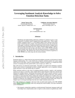 Leveraging Sentiment Analysis Knowledge to Solve Emotion Detection Tasks