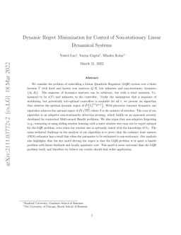 Dynamic Regret Minimization for Control of Non-stationary Linear
  Dynamical Systems