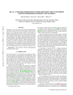 SIG-VC: A Speaker Information Guided Zero-shot Voice Conversion System
  for Both Human Beings and Machines