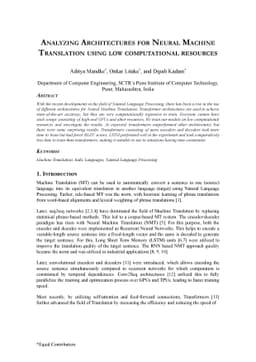 Analyzing Architectures for Neural Machine Translation Using Low
  Computational Resources