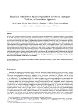 Prediction of Pedestrian Spatiotemporal Risk Levels for Intelligent
  Vehicles: A Data-driven Approach