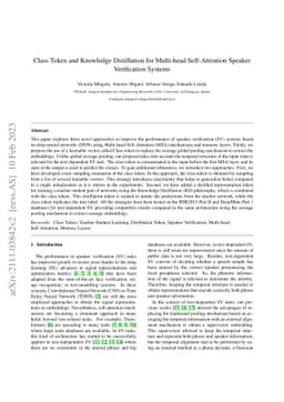 Class Token and Knowledge Distillation for Multi-head Self-Attention
  Speaker Verification Systems
