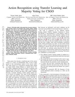 Action Recognition using Transfer Learning and Majority Voting for CSGO