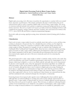 Digital Audio Processing Tools for Music Corpus Studies