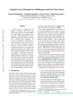 Linguistic Cues of Deception in a Multilingual April Fools' Day Context