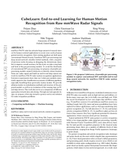 CubeLearn: End-to-end Learning for Human Motion Recognition from Raw
  mmWave Radar Signals