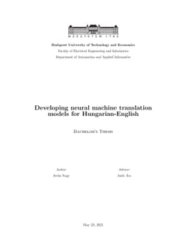 Developing neural machine translation models for Hungarian-English