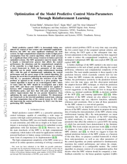 Optimization of the Model Predictive Control Meta-Parameters Through
  Reinforcement Learning
