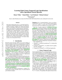 Learning Finite Linear Temporal Logic Specifications with a Specialized
  Neural Operator