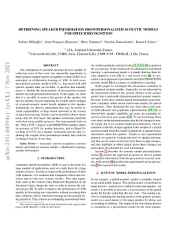 Retrieving Speaker Information from Personalized Acoustic Models for
  Speech Recognition