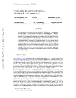 Federated Learning Based on Dynamic Regularization