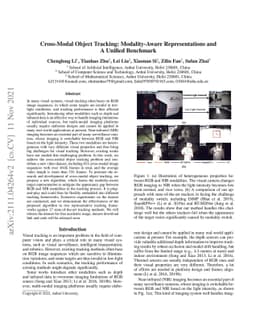 Cross-Modal Object Tracking: Modality-Aware Representations and A
  Unified Benchmark