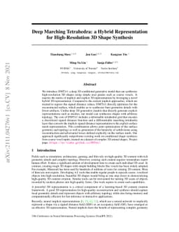 Deep Marching Tetrahedra: a Hybrid Representation for High-Resolution 3D
  Shape Synthesis