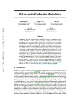 Defense Against Explanation Manipulation