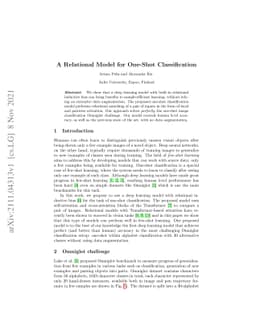 A Relational Model for One-Shot Classification