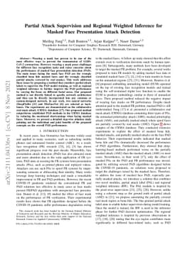 Partial Attack Supervision and Regional Weighted Inference for Masked
  Face Presentation Attack Detection