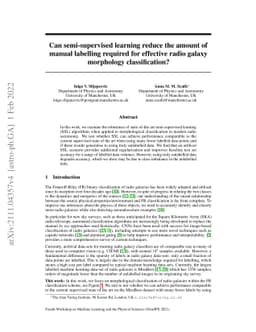 Can semi-supervised learning reduce the amount of manual labelling
  required for effective radio galaxy morphology classification?